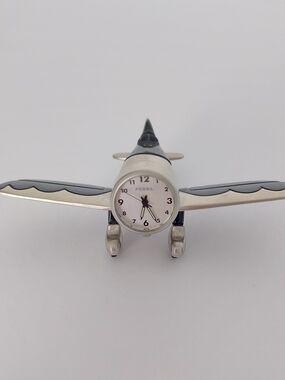 Fossil Collectible Mini Airplane Desk Clock Cockpit Aviation Decor Pilot Gift
